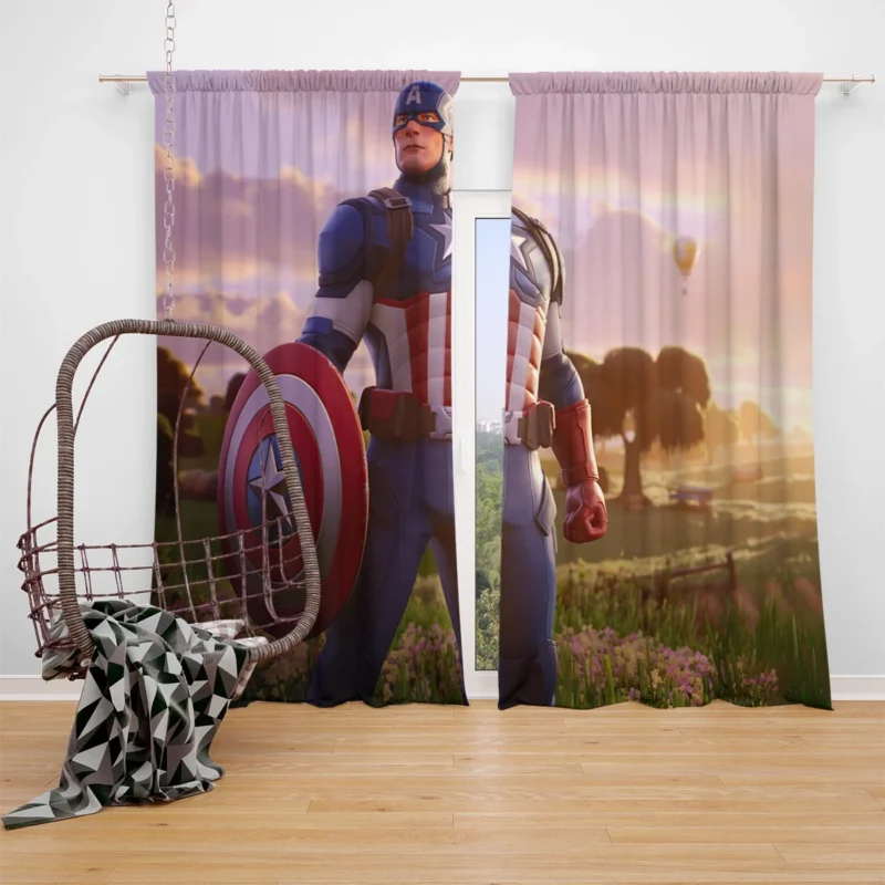 Captain America Comics: Minimalist Art Window Curtain