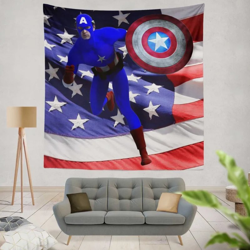 Captain America Flag: Symbol of Freedom  Wall Tapestry