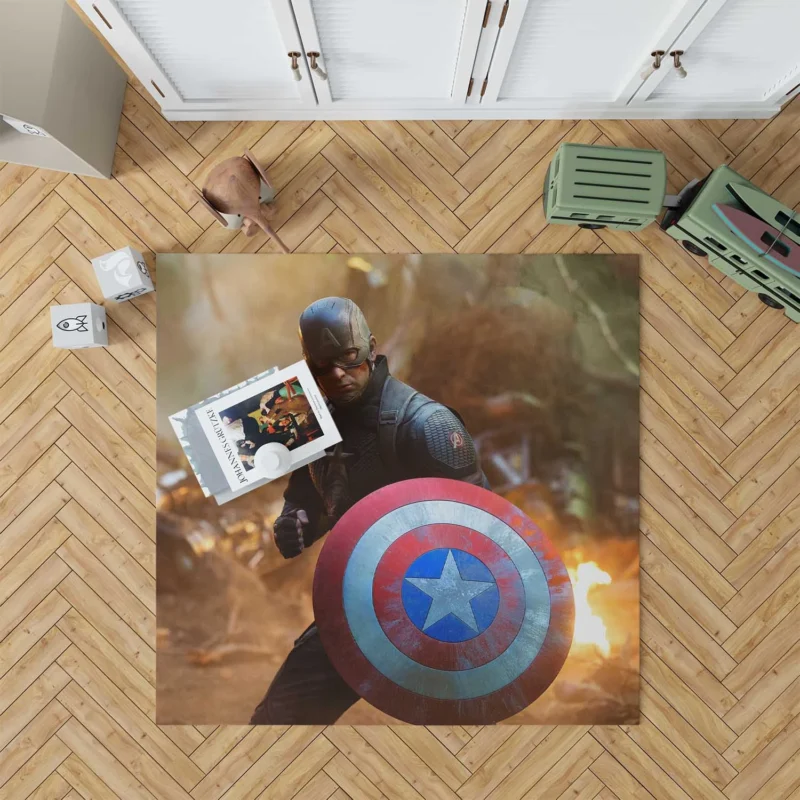 Captain America Heroic Stand in Avengers Endgame Floor Rug