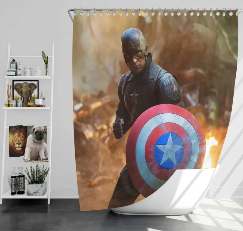 Captain America Heroic Stand in Avengers Endgame Shower Curtain