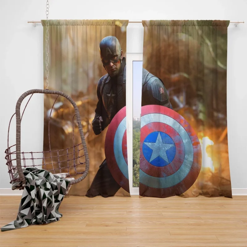Captain America Heroic Stand in Avengers Endgame Window Curtain