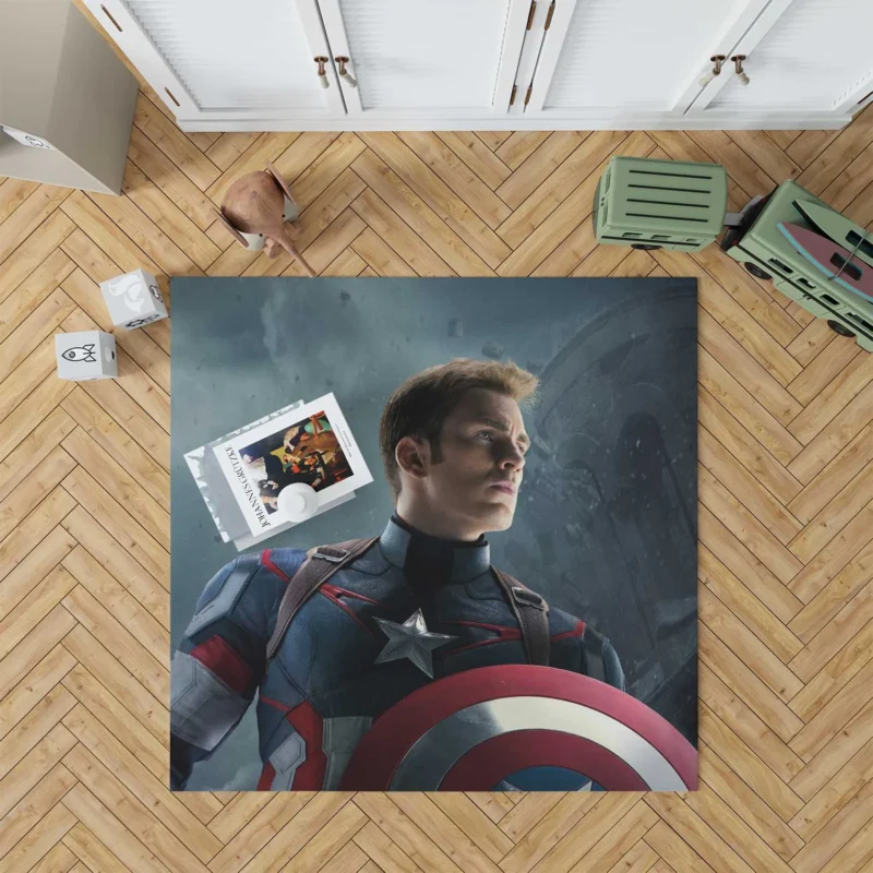 Captain America Leads in Avengers: Age of Ultron Floor Rug