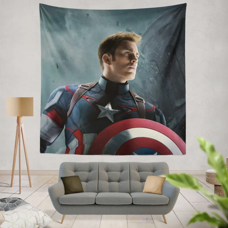 Captain America Leads in Avengers: Age of Ultron  Wall Tapestry