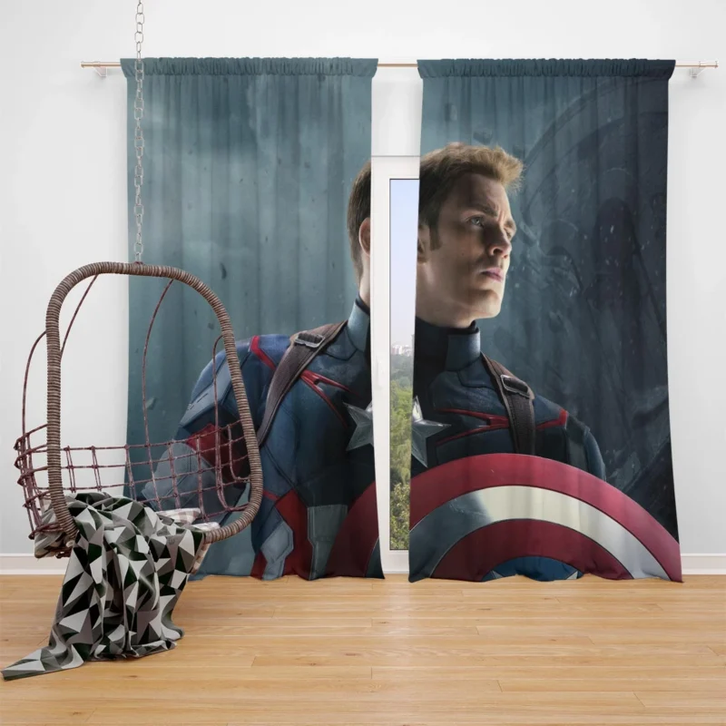 Captain America Leads in Avengers: Age of Ultron Window Curtain