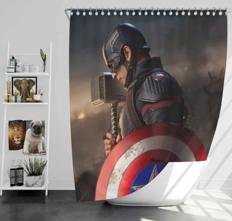 Captain America Mj?lnir Moment in Avengers Endgame Shower Curtain