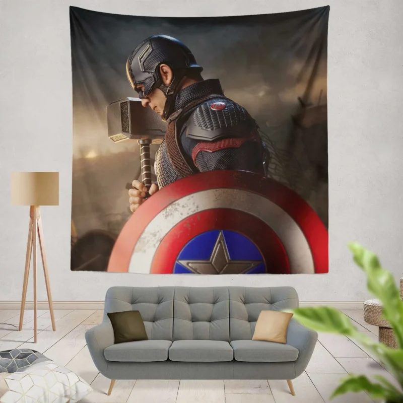 Captain America Mj?lnir Moment in Avengers Endgame  Wall Tapestry