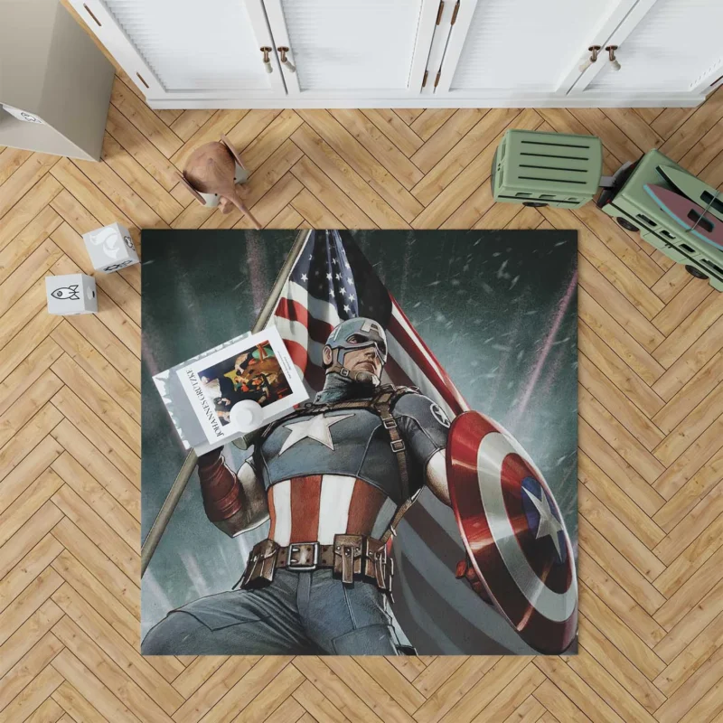 Captain America Wallpaper: Heroic Display Floor Rug