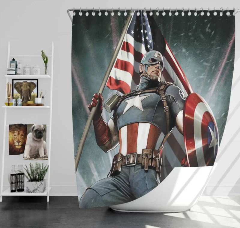 Captain America Wallpaper: Heroic Display Shower Curtain
