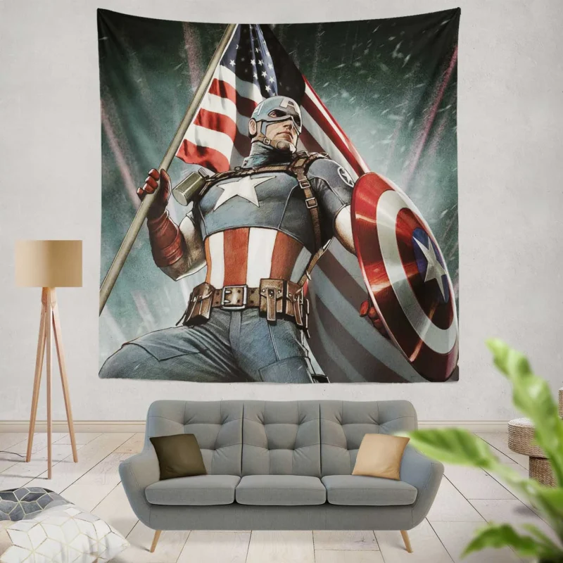 Captain America Wallpaper: Heroic Display  Wall Tapestry