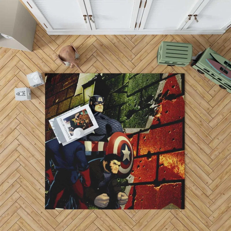 Captain America Wallpaper: Patriotic Display Floor Rug
