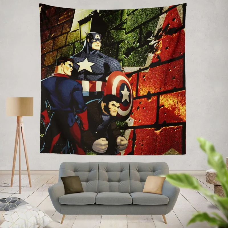 Captain America Wallpaper: Patriotic Display  Wall Tapestry