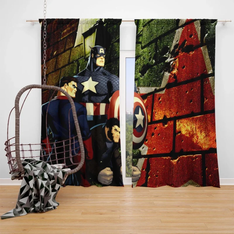 Captain America Wallpaper: Patriotic Display Window Curtain
