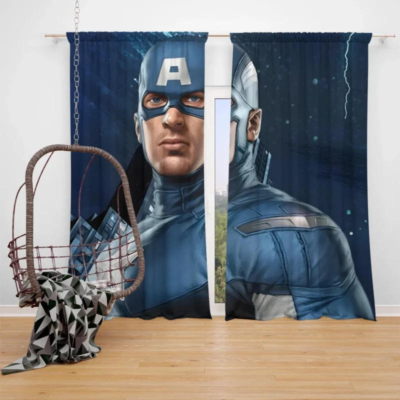 Captain America in The Avengers Movie Window Curtain