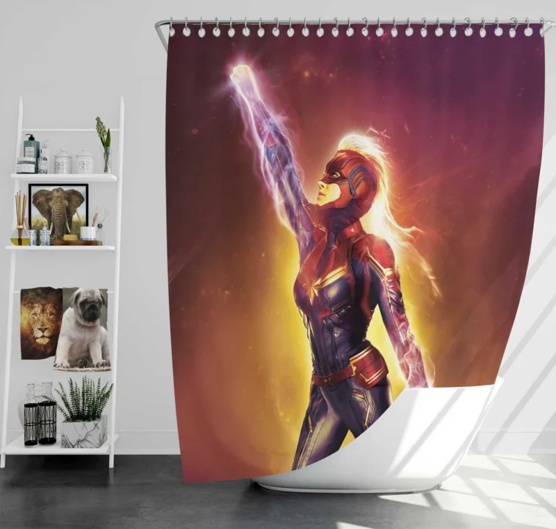 Captain Marvel: Brie Larson Heroic Journey Shower Curtain