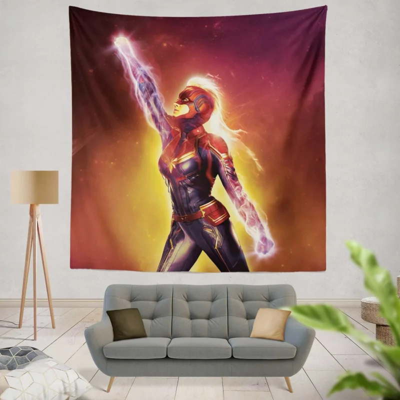 Captain Marvel: Brie Larson Heroic Journey  Wall Tapestry