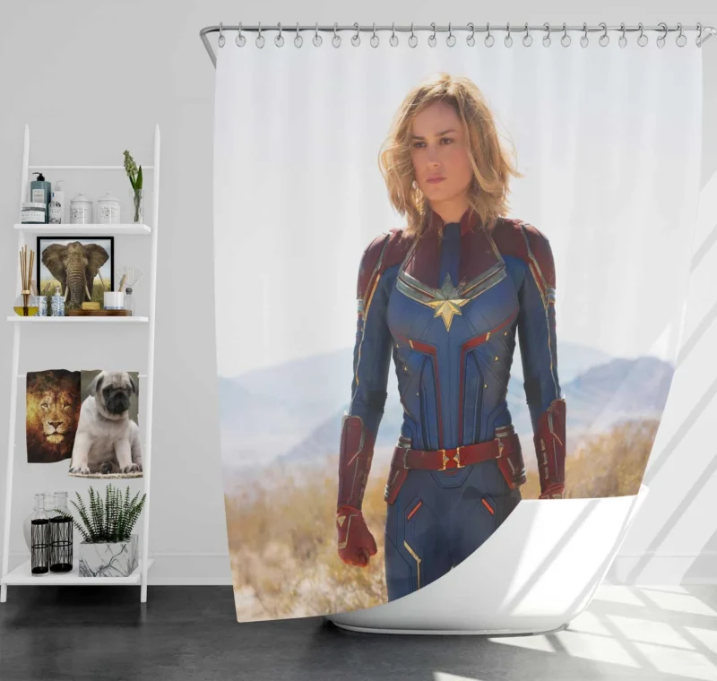 Captain Marvel: Brie Larson Heroic Superhero Journey Shower Curtain
