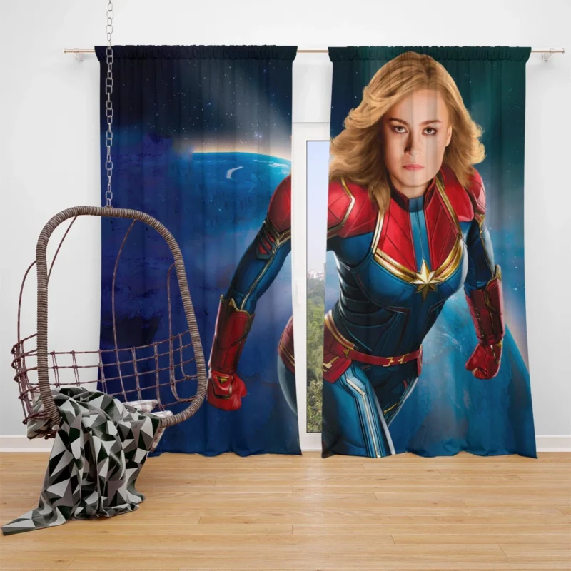 Captain Marvel: Brie Larson Marvel Superhero Window Curtain