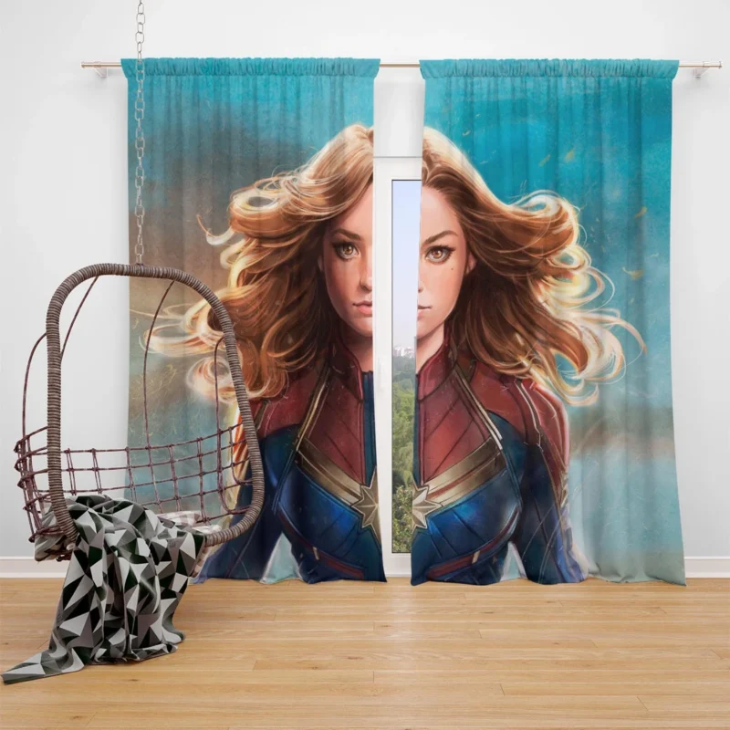 Captain Marvel: Carol Danvers Blonde Avenger Window Curtain