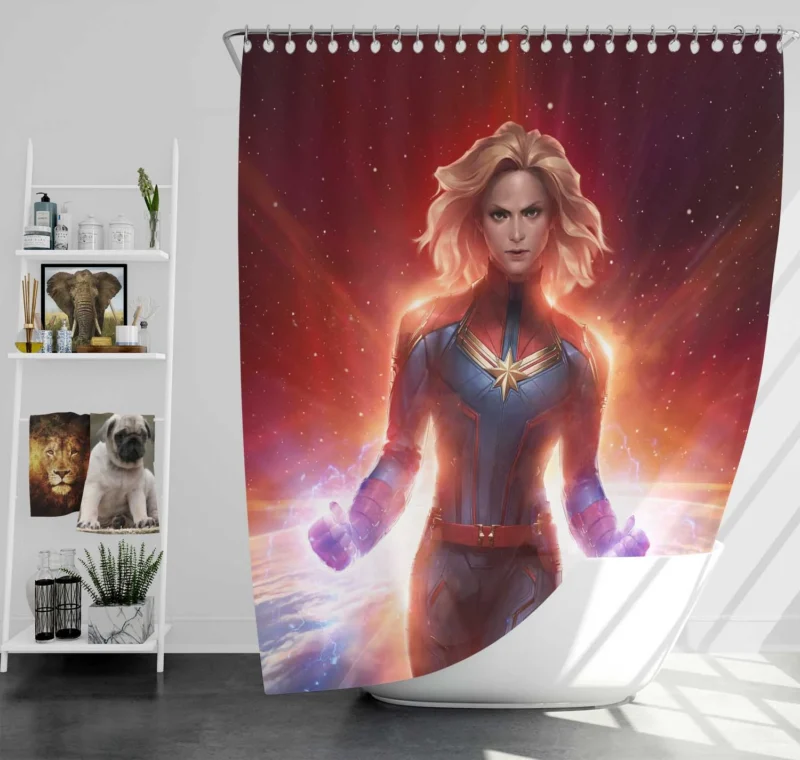 Captain Marvel Comics: Blonde-Haired Heroine Shower Curtain