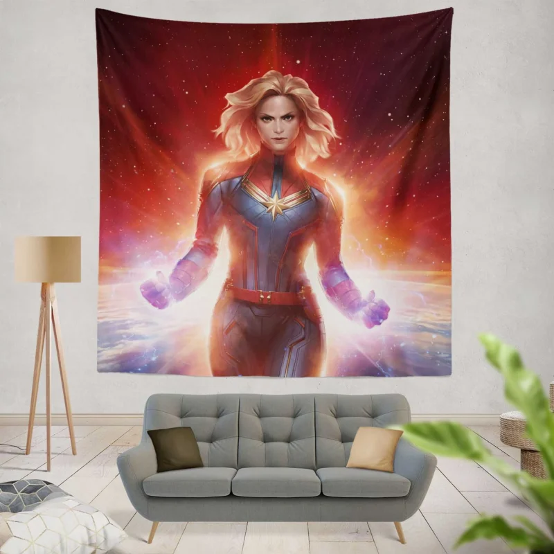Captain Marvel Comics: Blonde-Haired Heroine  Wall Tapestry