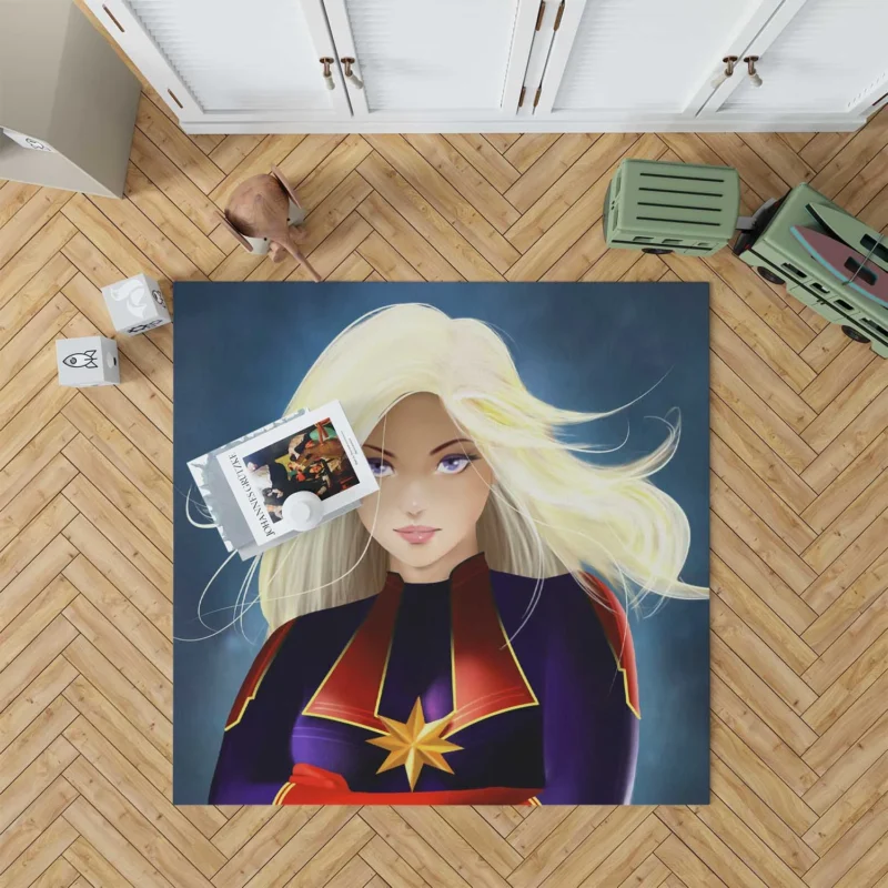 Captain Marvel Comics: Blonde-Haired Marvel Heroine Floor Rug