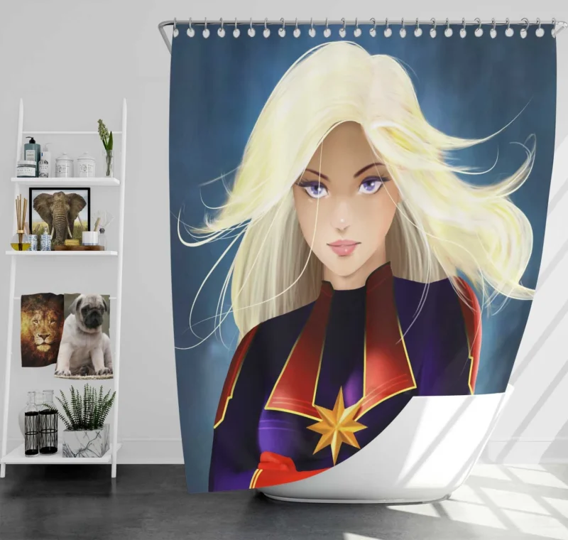 Captain Marvel Comics: Blonde-Haired Marvel Heroine Shower Curtain