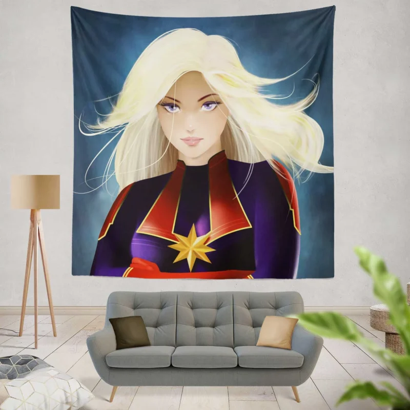 Captain Marvel Comics: Blonde-Haired Marvel Heroine  Wall Tapestry