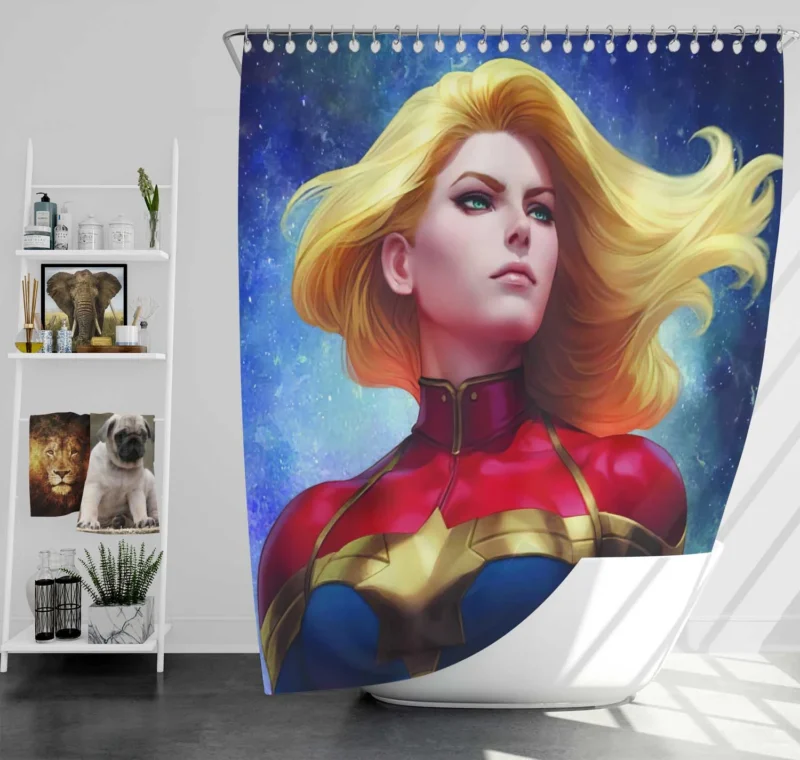 Captain Marvel Comics: Carol Danvers Blonde Avenger Shower Curtain