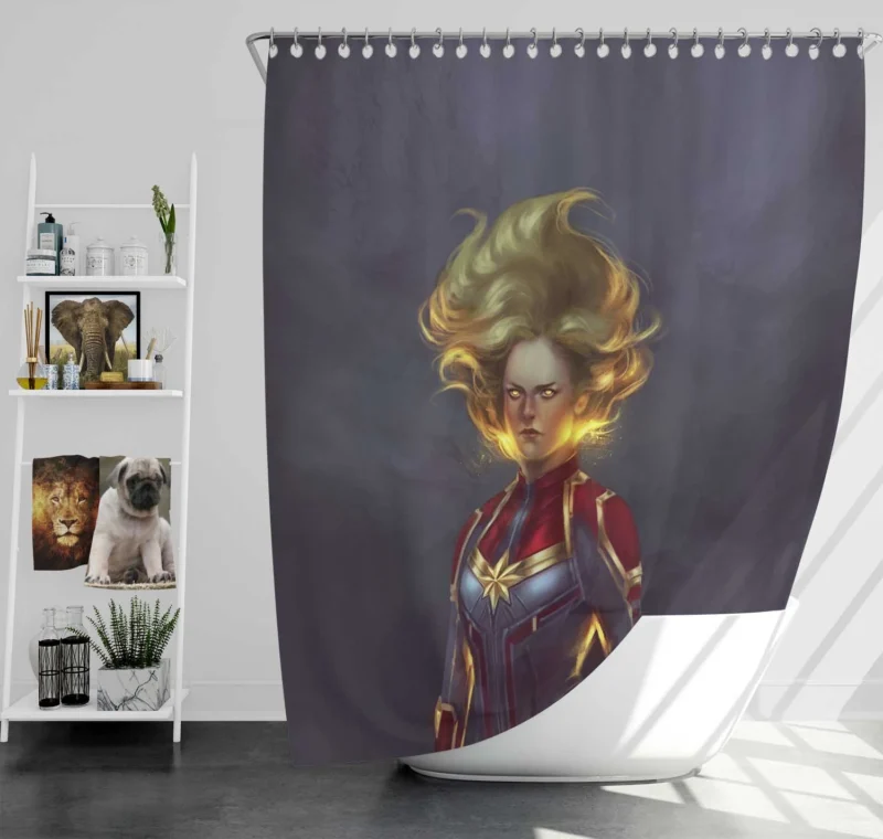 Captain Marvel Comics: Carol Danvers Blonde Hero Shower Curtain