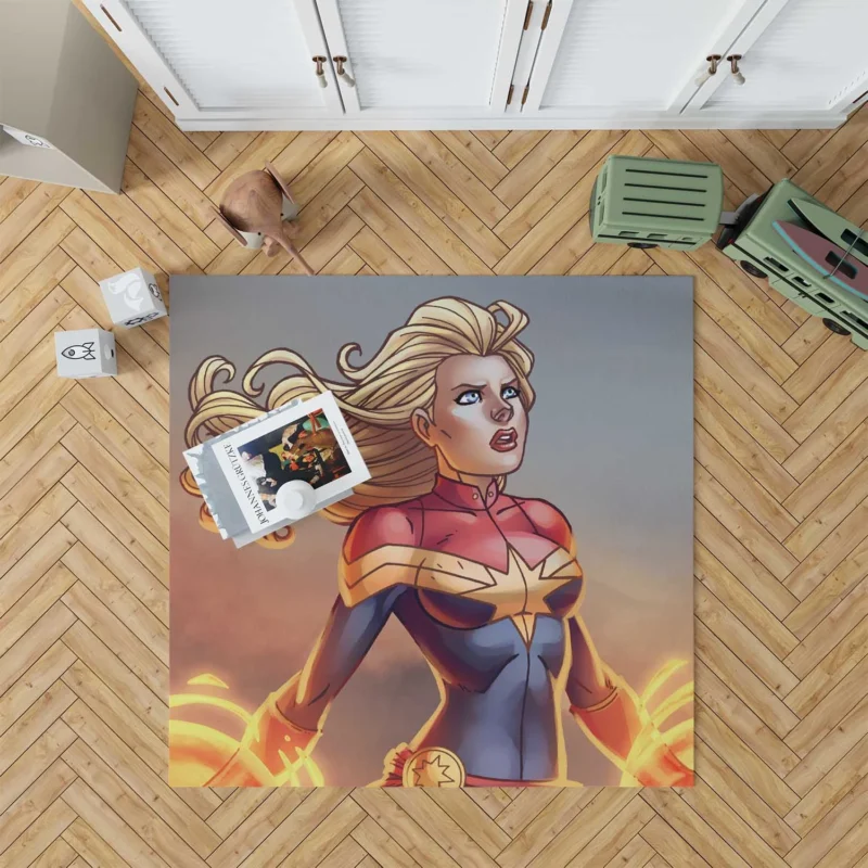 Captain Marvel Comics: Carol Danvers Blue-Eyed Hero Floor Rug