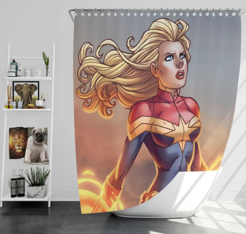 Captain Marvel Comics: Carol Danvers Blue-Eyed Hero Shower Curtain