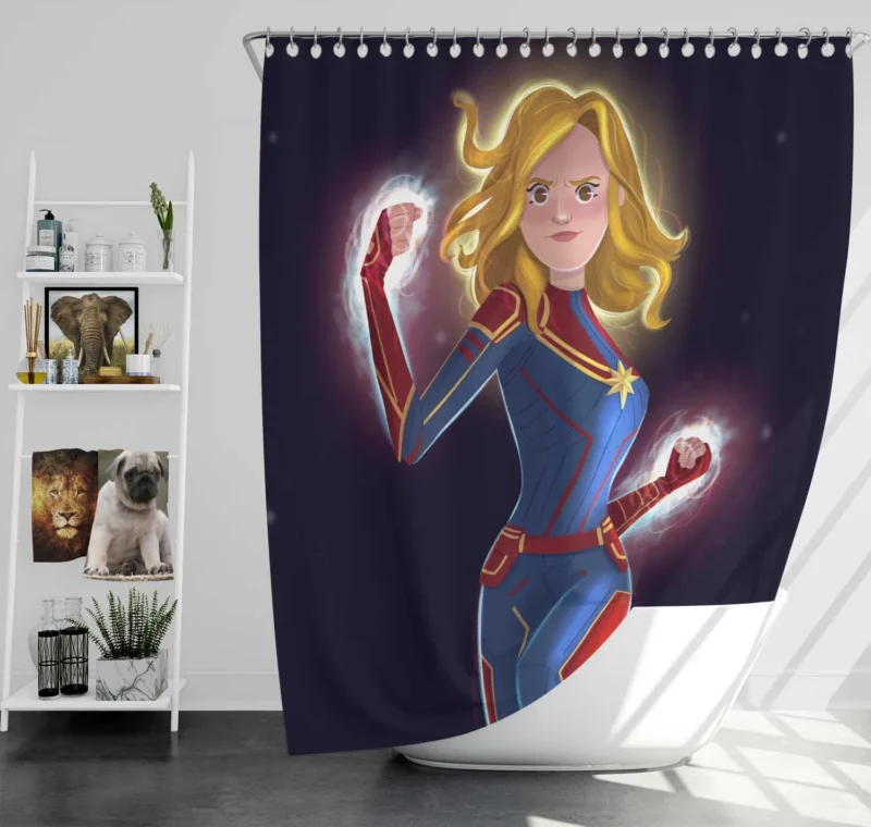 Captain Marvel Comics: Carol Danvers Chibi Avenger Shower Curtain
