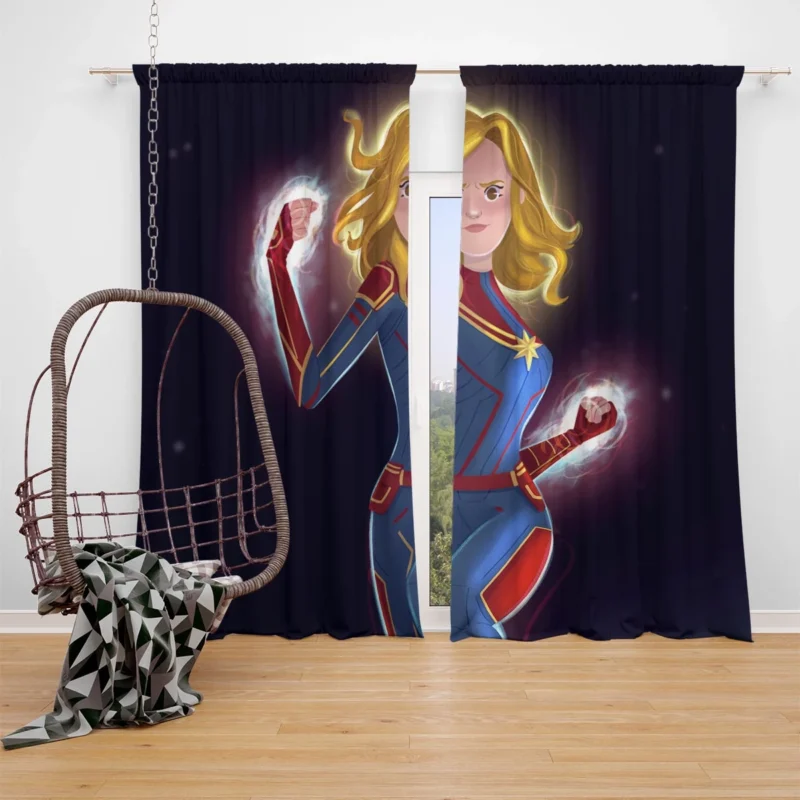 Captain Marvel Comics: Carol Danvers Chibi Avenger Window Curtain