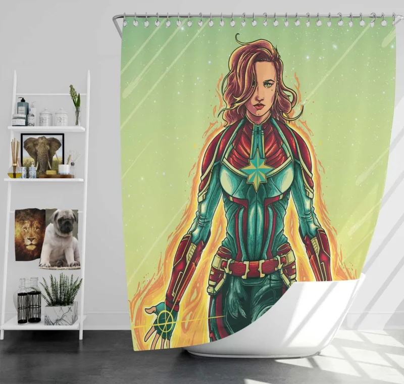Captain Marvel Comics: Carol Danvers Chibi Hero Shower Curtain
