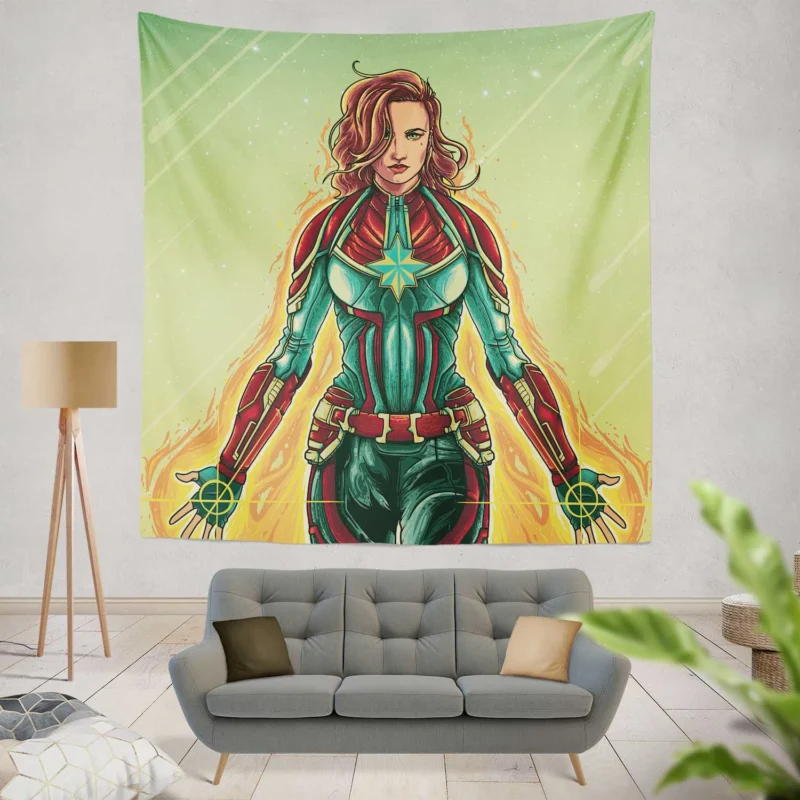 Captain Marvel Comics: Carol Danvers Chibi Hero  Wall Tapestry