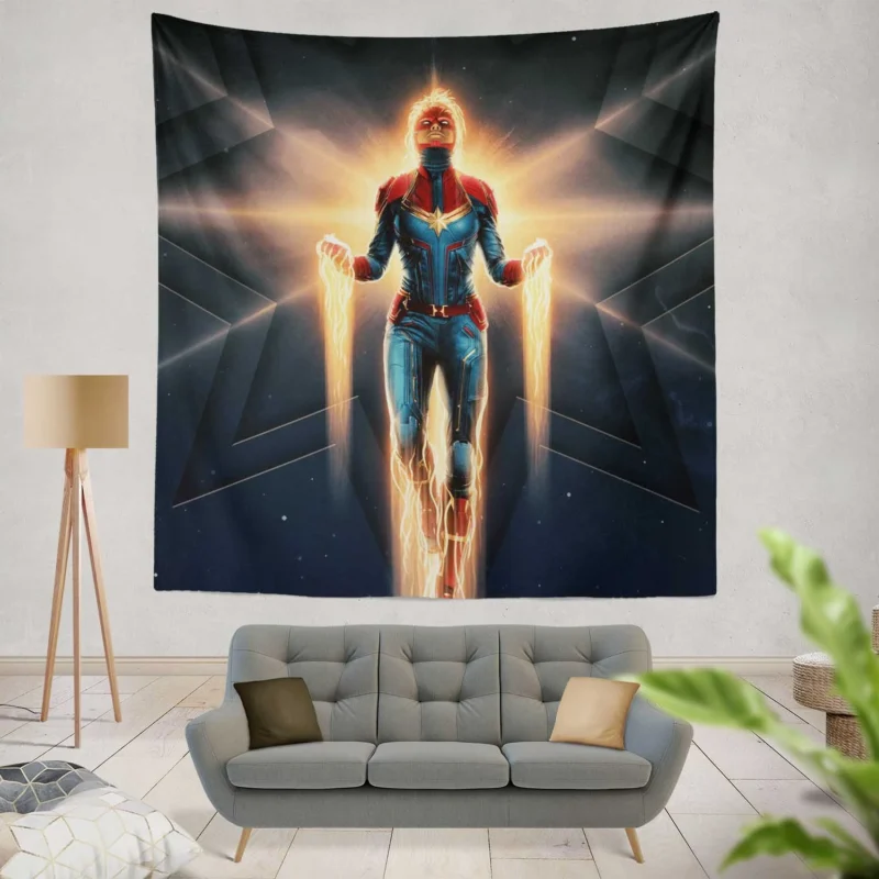 Captain Marvel Comics: Marvel Iconic Character  Wall Tapestry