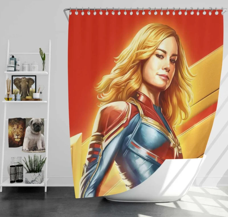 Captain Marvel Movie: Brie Larson Blonde Avenger Shower Curtain
