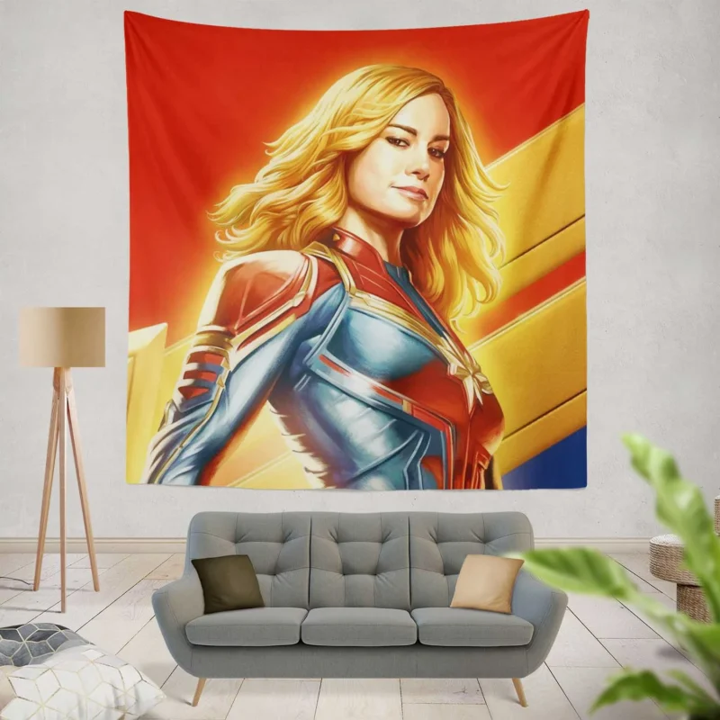 Captain Marvel Movie: Brie Larson Blonde Avenger  Wall Tapestry