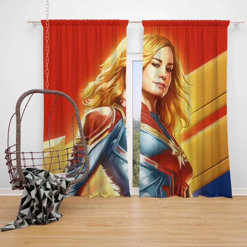 Captain Marvel Movie: Brie Larson Blonde Avenger Window Curtain