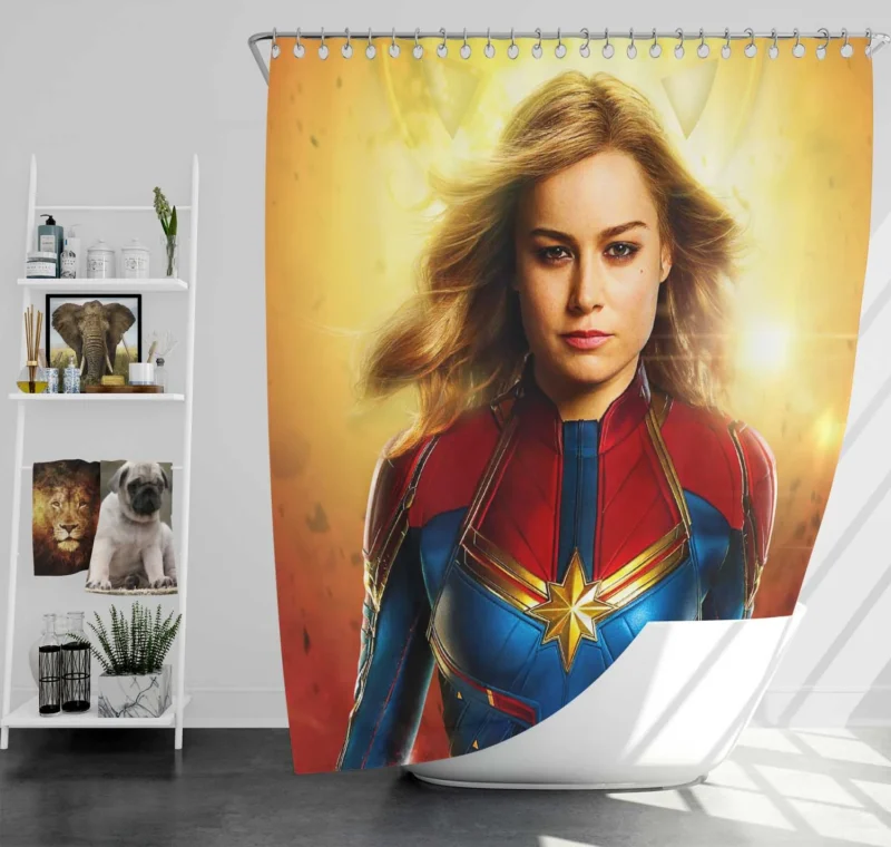 Captain Marvel Movie: Brie Larson Cosmic Adventure Shower Curtain