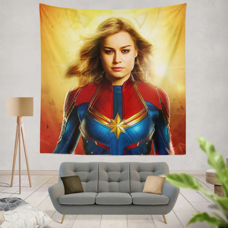 Captain Marvel Movie: Brie Larson Cosmic Adventure  Wall Tapestry