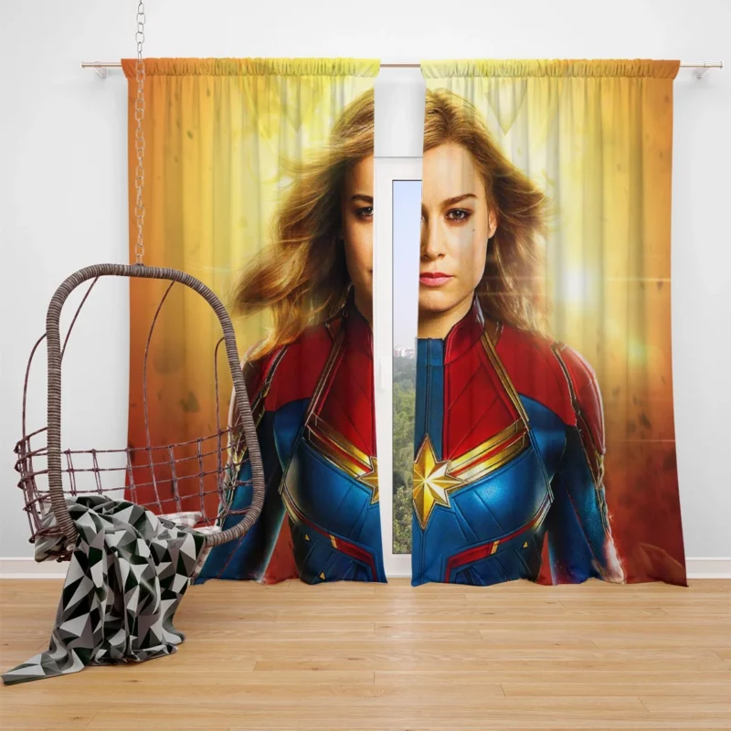 Captain Marvel Movie: Brie Larson Cosmic Adventure Window Curtain