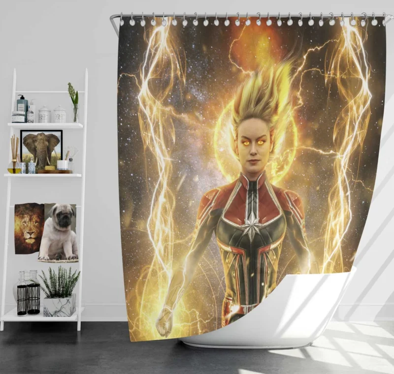 Captain Marvel Movie: Brie Larson Cosmic Role Shower Curtain
