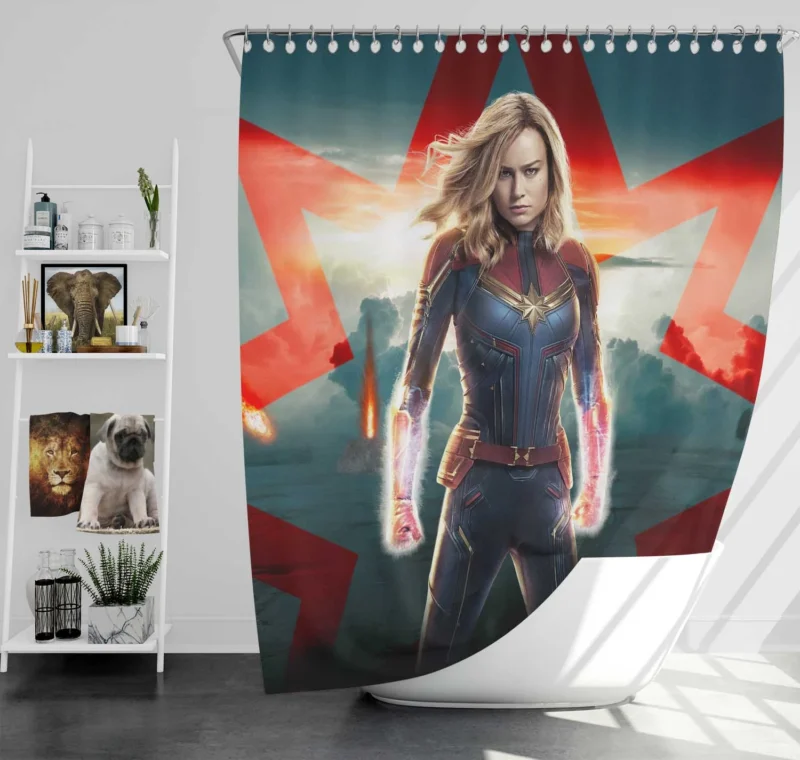 Captain Marvel Movie: Brie Larson Marvel Adventure Shower Curtain
