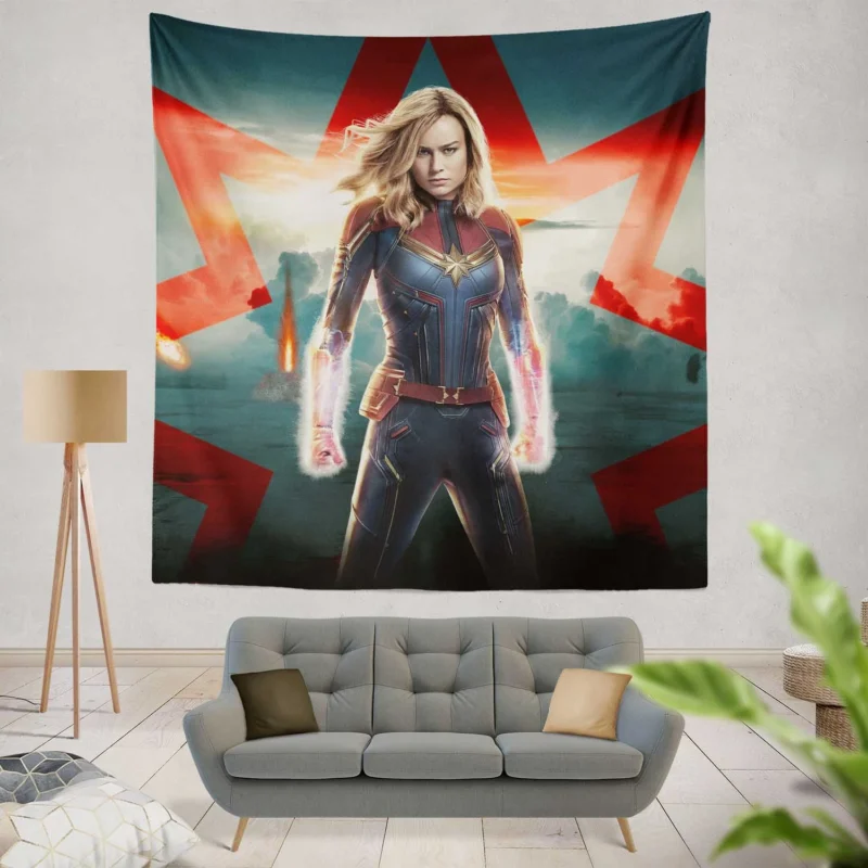 Captain Marvel Movie: Brie Larson Marvel Adventure  Wall Tapestry