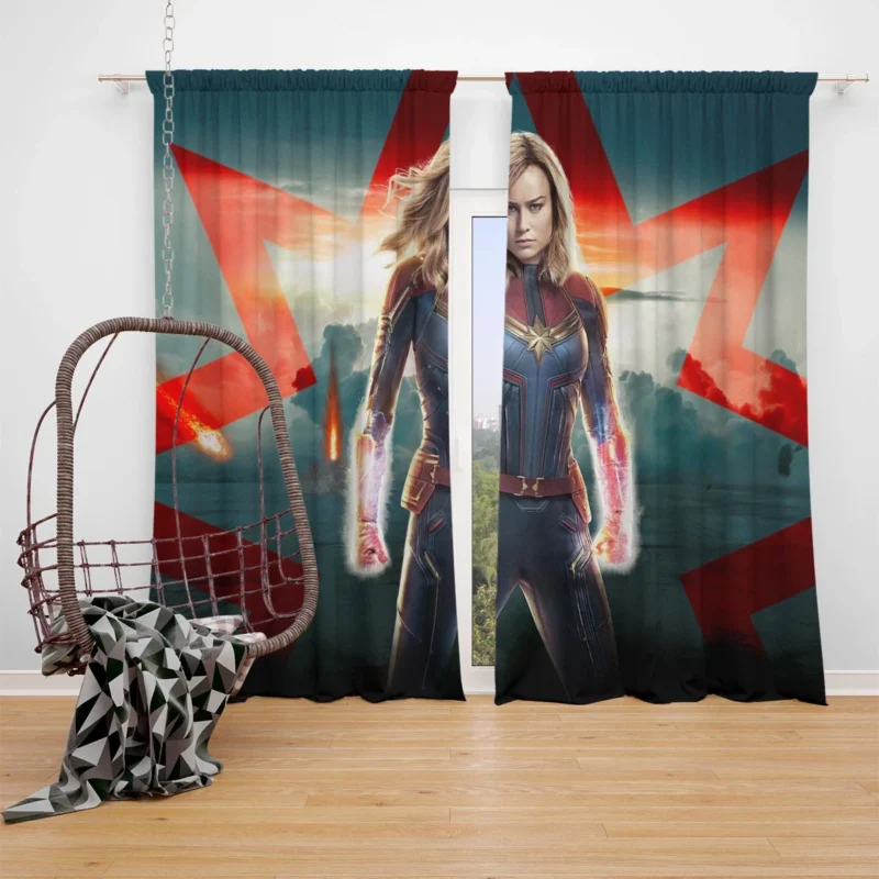 Captain Marvel Movie: Brie Larson Marvel Adventure Window Curtain