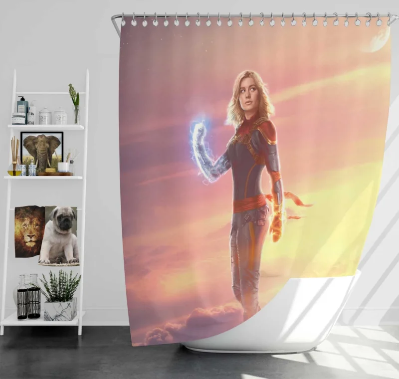 Captain Marvel Movie: Brie Larson Superhero Shower Curtain