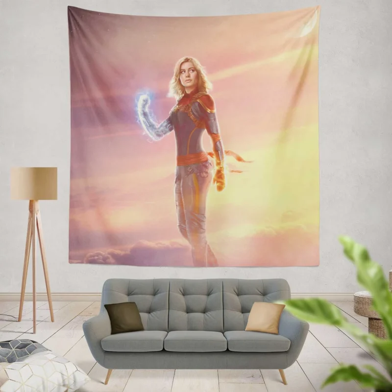 Captain Marvel Movie: Brie Larson Superhero  Wall Tapestry