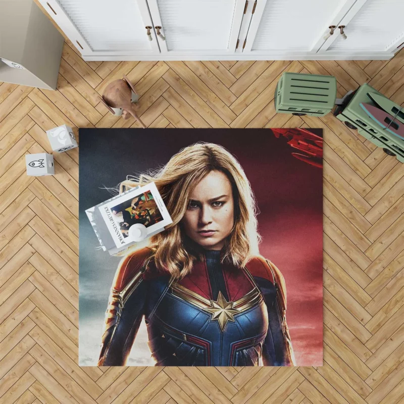 Captain Marvel Movie: Brie Larson Superheroic Tale Floor Rug
