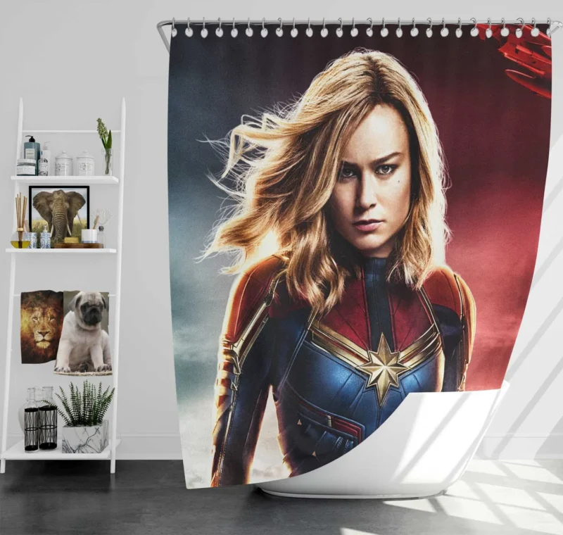Captain Marvel Movie: Brie Larson Superheroic Tale Shower Curtain